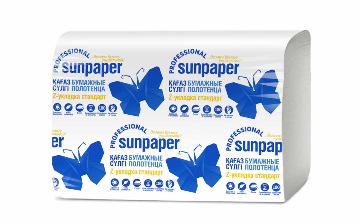 Бумажные полотенца «SUNPAPER PROFESSIONAL» Z - сложение СТАНДАРТ